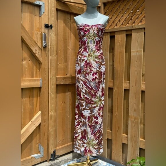 🆕 BRONX & BANCO 🧿 NWOT Dahlia Fuchsia Multi Sequin Maxi Dress, Sz XS US 2 - Picture 2 of 15